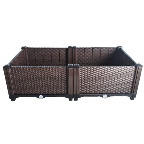 DURAFORCE 2pcs Elevated Plastic Raised Garden Bed Patio Porch Flower Grow Planter Box