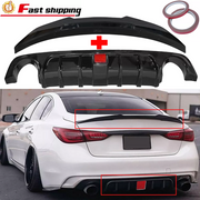 DURAFORCE Glossy Black Rear Bumper Diffuser & Rear Spoiler Fit for 2018-2023 Infiniti Q50