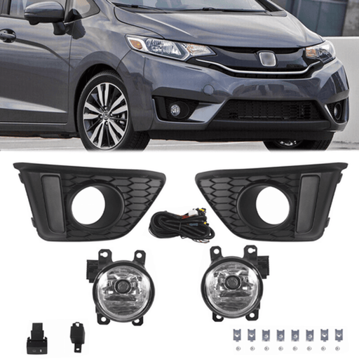 DURAFORCE For 2014-2017 Honda Fit Jazz GK5 Front Bumper Clear Lens Fog Light Lamp Pair