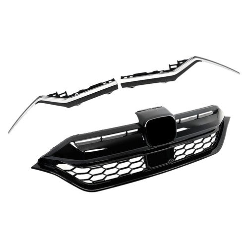 DURAFORCE For Honda CR-V 2020 2021 2022 Front Upper Grille and 2pcs Chrome Trim Plastic