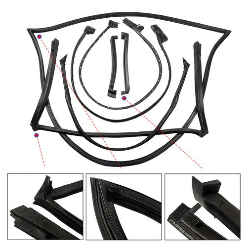DURAFORCE For 84-89 Corvette C4 Coupe Full Weatherstrip Kit Front Windshield Weatherstrip