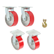 DURAFORCE 4 Pack Swivel Caster Wheels 6" × 2" Polyurethane 4800Lbs (2 Swivel & 2 Rigid)