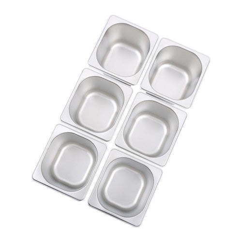 DURAFORCE 6 Inch Deep Thickened 1/6 Size 6 Pack Stainless Steel Steam Table Pans