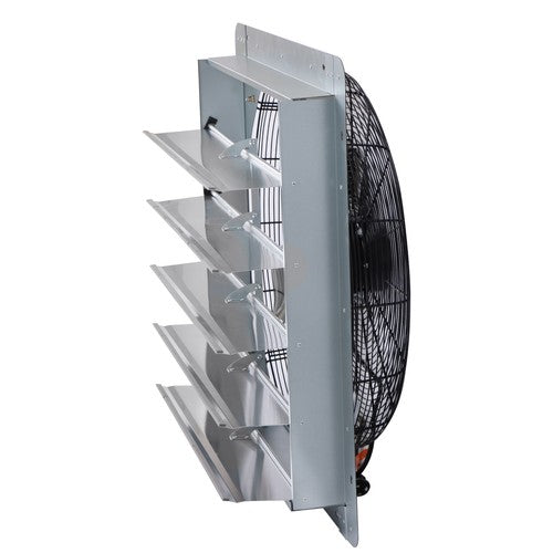 DURAFORCE Shutter Exhaust Fan 24in, 1.65m Power Cord, 4120CFM, Wall Mounted, Silver