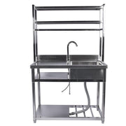 DURAFORCE 39.4in Stainless Steel Utility Sink Set Left Platform Commercial Sink w/ Shelves