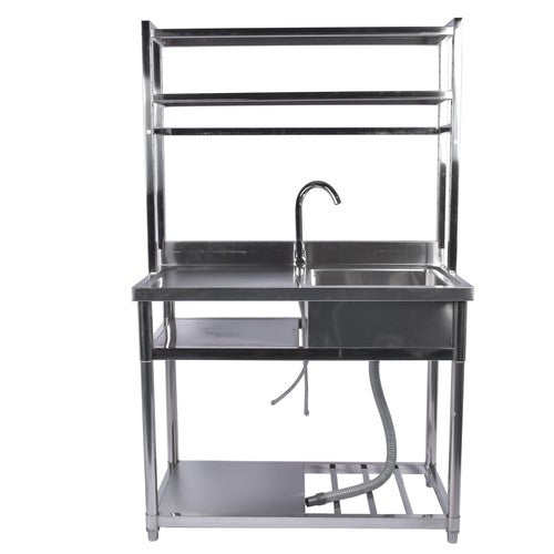 DURAFORCE 39.4in Stainless Steel Utility Sink Set Left Platform Commercial Sink w/ Shelves