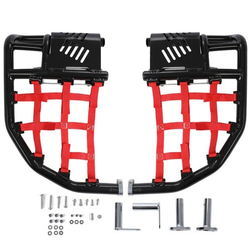 Nerf Bars Heel Guards Side Steps For Honda TRX450R 450ER Red Nets Black Nerfs