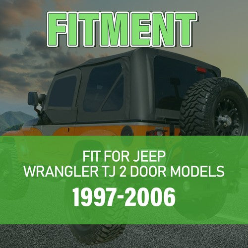 DURAFORCE 6pcs For 97-06 Jeep Wrangler TJ Replacement Front & Rear Soft Top + Upper Skins
