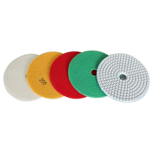 DURAFORCE 5 Inch Diamond Concrete Polishing Pads Wet Dry Set for Quartz Marble Stone NEW