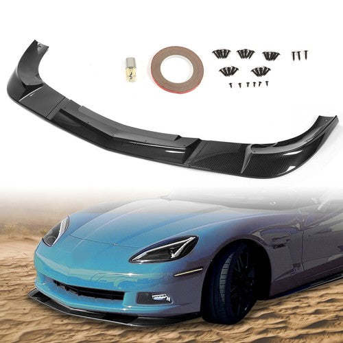 DURAFORCE Carbon Look Front Splitter Lip for 2005-2013 Corvette C6 ZR1 Style Base Models