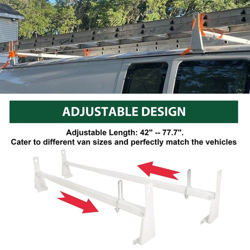 DURAFORCE 41"-77" Universal Ladder Roof Racks 2 Bars For Express GMC Savana Ford E-Series