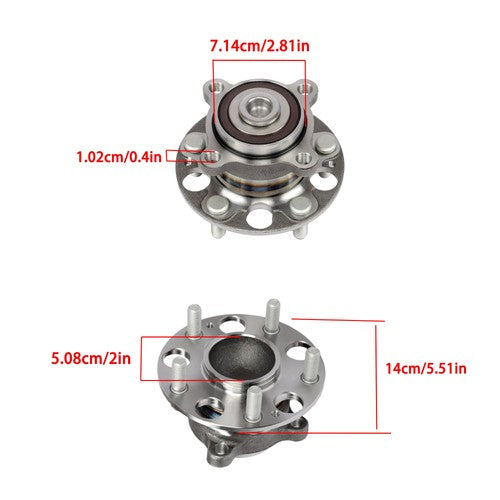 DURAFORCE 2pc For Honda Accord 2008-2012 For Acura TSX 2010-2014 V6 Rear Wheel Hub Bearing