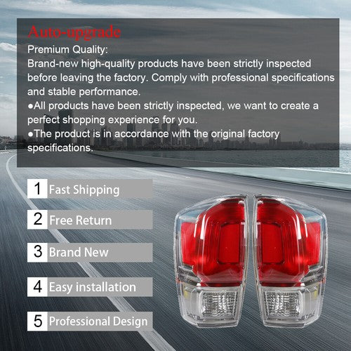 DURAFORCE LH & RH Side For Toyota Tacoma Pickup 2016-2020 Tail Lights Smoked Brake Lamp