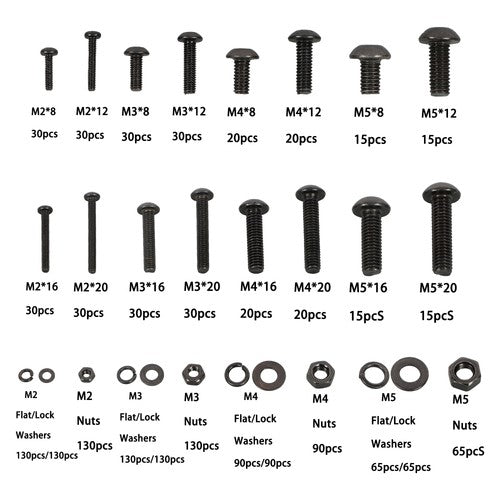 DURAFORCE 1625PCS Screws Bolts and Nuts Assortment Kit, M2 M3 M4 M5 Nut Bolt Assortment
