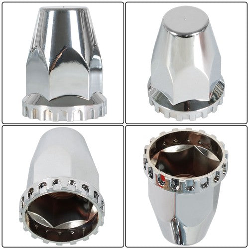 DURAFORCE Wheel Axle Hub Cover Kit Semi Truck Wheel Front 33mm Nut Covers Set 2 Of Chrome