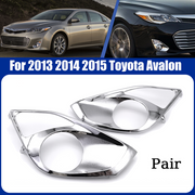 DURAFORCE Pair Chrome Front Bumper Fog Light Cover Bezels For 2013 2014 2015 Toyota Avalon
