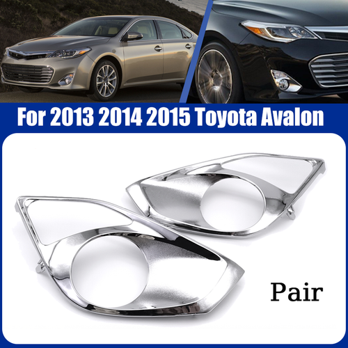 DURAFORCE Pair Chrome Front Bumper Fog Light Cover Bezels For 2013 2014 2015 Toyota Avalon