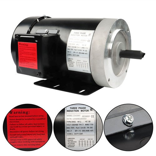 DURAFORCE 1800 RPM 2 HP General Electric Motor 3 Phase 56C Frame TEFC 230 / 460 Volt New