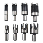 DURAFORCE 8X Carbon Steel Wood Plug Hole Cutter Dowel Maker Cutting Shank Drill Bit Set