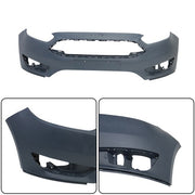 DURAFORCE Chrome Black Complete Front Bumper Cover+Grill Set For Ford Focus 2015-2018