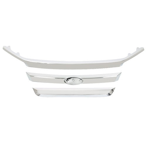 DURAFORCE For Ford Fusion Chrome 2010-2012 Front Upper Grill Grille Molding Trim Set 3Pcs