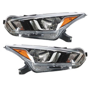 DURAFORCE Pair Headlights Assembly Set Fit Clear Lens Chrome For Nissan Versa 2020-2021