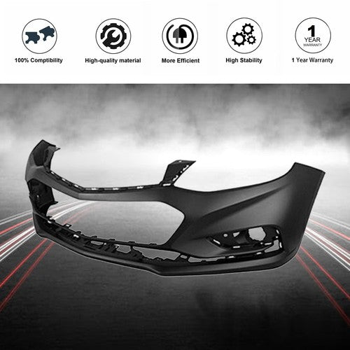 DURAFORCE Front Bumper Cover Fit For 2016-2018 Chevy Cruze w/o Park Assist Black