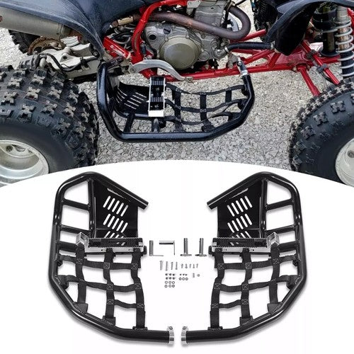 DURAFORCE For Honda TRX 450R Sportrax 450 Nerf Bars Pro Peg Heel Guard Aluminum Black Pair