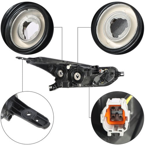 DURAFORCE Pair Headlights Assembly Set Fit Clear Lens Chrome For Nissan Versa 2020-2021