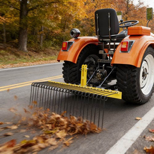 DURAFORCE 60" 3 Point Pine Straw Landscaping Rake For Cat 0 Cat 1 Tractor Rake Attachments