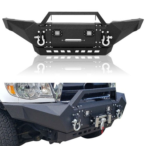 For Toyota Tacoma 2005-15 Front Bumper Steel with Winch Plate LED Lights Skid Plate