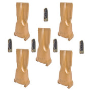 DURAFORCE 5 Pk Bucket Teeth with Flex Pins Yellow V23SYL V23PN for Backhoe Loader Crane