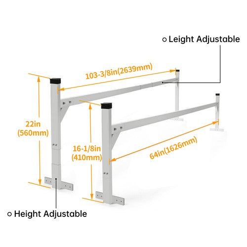 DURAFORCE For Enclosed/Open Trailer 4'-8.5' Universal Adjustable Roof Mount Ladder Rack