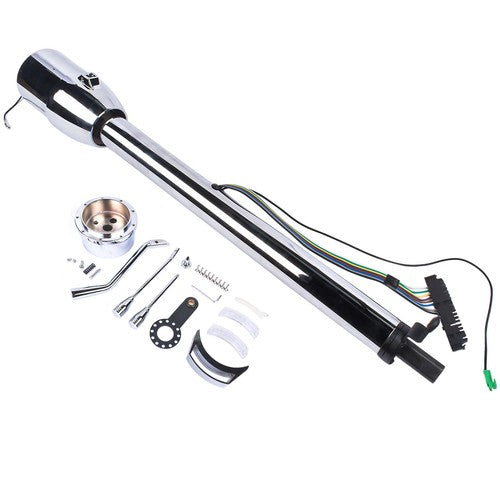 DURAFORCE 30" Chrome Stainless Automatic Steering Column w/9 Hole Wheel Adapter non-keyed