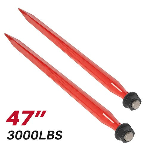 DURAFORCE 2Pcs Hay Bale Spear 47" 3000 lbs Quick Attach Spike Fork for Tractors Loaders