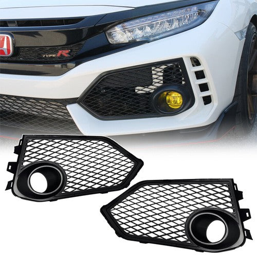 DURAFORCE Fog Light Lamp Covers Fit 2017-2021 for Honda Civic Type R Black Open Mesh