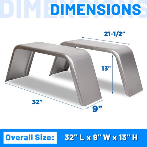 Pair Of Square Single Axle Trailer Fenders For 14 15 16 Inch Wheels For Cargo