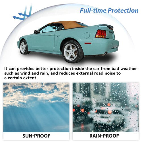 DURAFORCE For Ford Mustang 1994-2004 Convertible Tan Soft Top Plastic Window Sailcloth