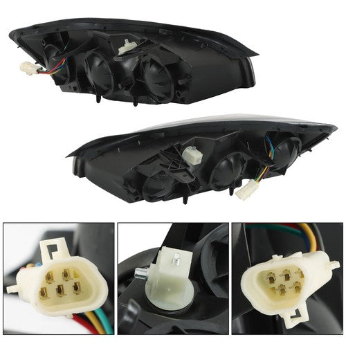 DURAFORCE RH & LH Headlights Headlamps Housing Halogen Black For Chevy Malibu 2004-2008