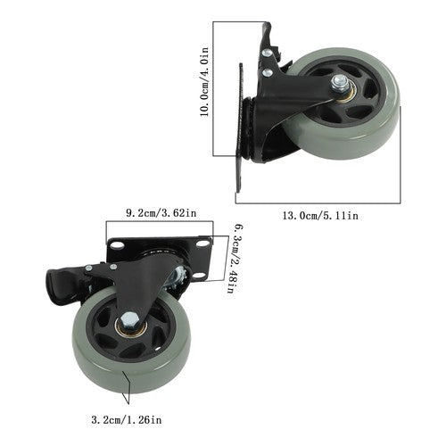 DURAFORCE 4 Pack Grey 4 Inch Swivel Caster Wheels Heavy Duty With brake