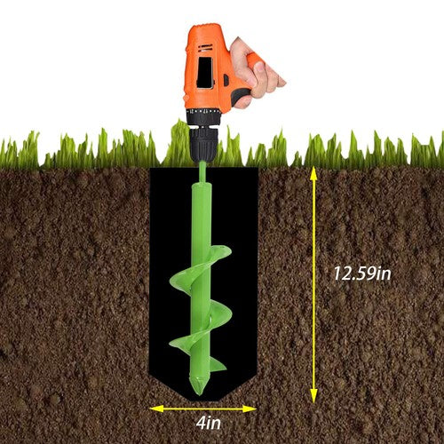 DURAFORCE Garden Planting Auger 3x12Inch,Heavy Duty Solid with Thickened Spirals Green