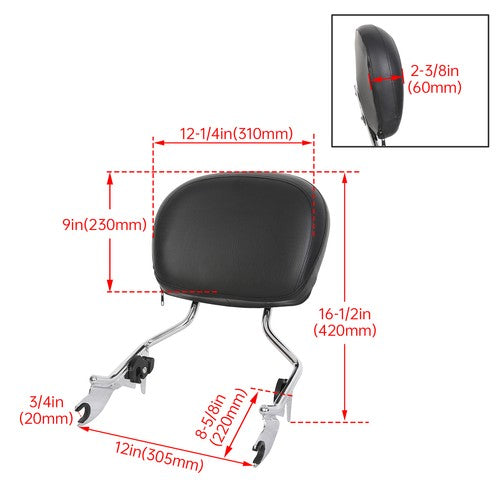 DURAFORCE Backrest Sissy Bar Docking Hardware Kit For Harley Street Glide Road King 14-24