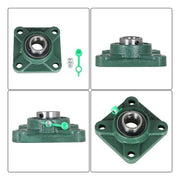 DURAFORCE 10PCS UCF205-16 Pillow Block Flange Bearing 1" Bore 4 Bolt Solid Base