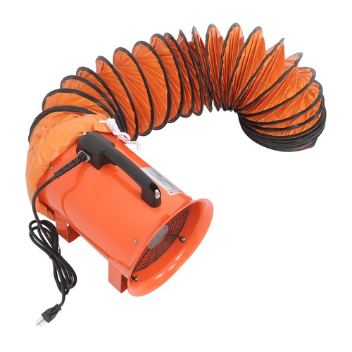 DURAFORCE Portable Blower Steel 8 Inch, 900CFM 180W Industrial Orange 16.4ft Ducting