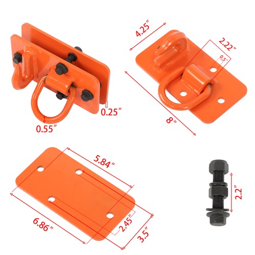 DURAFORCE 3/8" Tractor Bucket Hooks with Tie Down Ring, Grade 70 Forged Steel 2 Pack Bolt