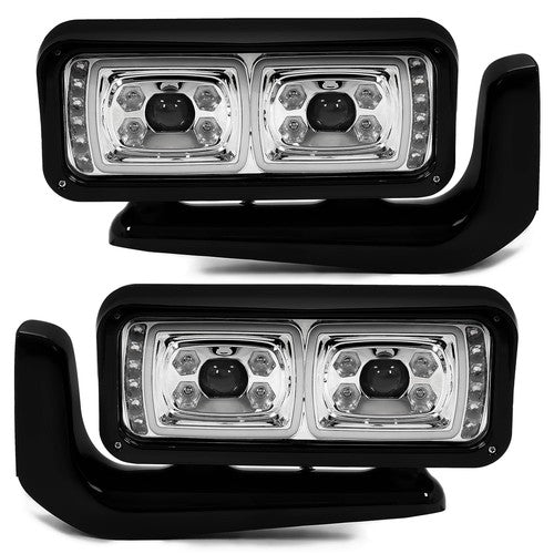 Full Led Dual Projector Headlights for Peterbilt 379 357 359 389 Truck