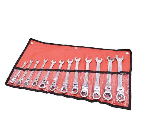 DURAFORCE 12pc Flexible Head Ratcheting Wrench Combination Spanner Tool Set 8-19mm Metric