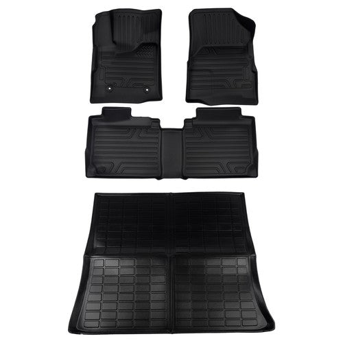 DURAFORCE Front and Second Row Trunk Floor Mats Liners Black for Chevy Equinox GMC Terrain