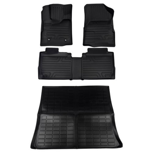 DURAFORCE Front and Second Row Trunk Floor Mats Liners Black for Chevy Equinox GMC Terrain