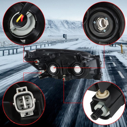 DURAFORCE Black Housing Headlamp Halogen Type Right & Left For Toyota Rav4 Sport 2009-2012